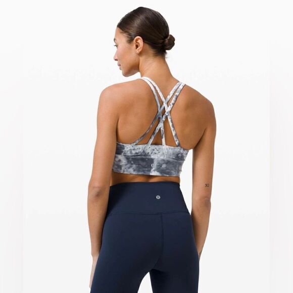 Lululemon Energy Bra Long Line *Tie Dye Marble Dye Classic Navy - Picture 2 of 5